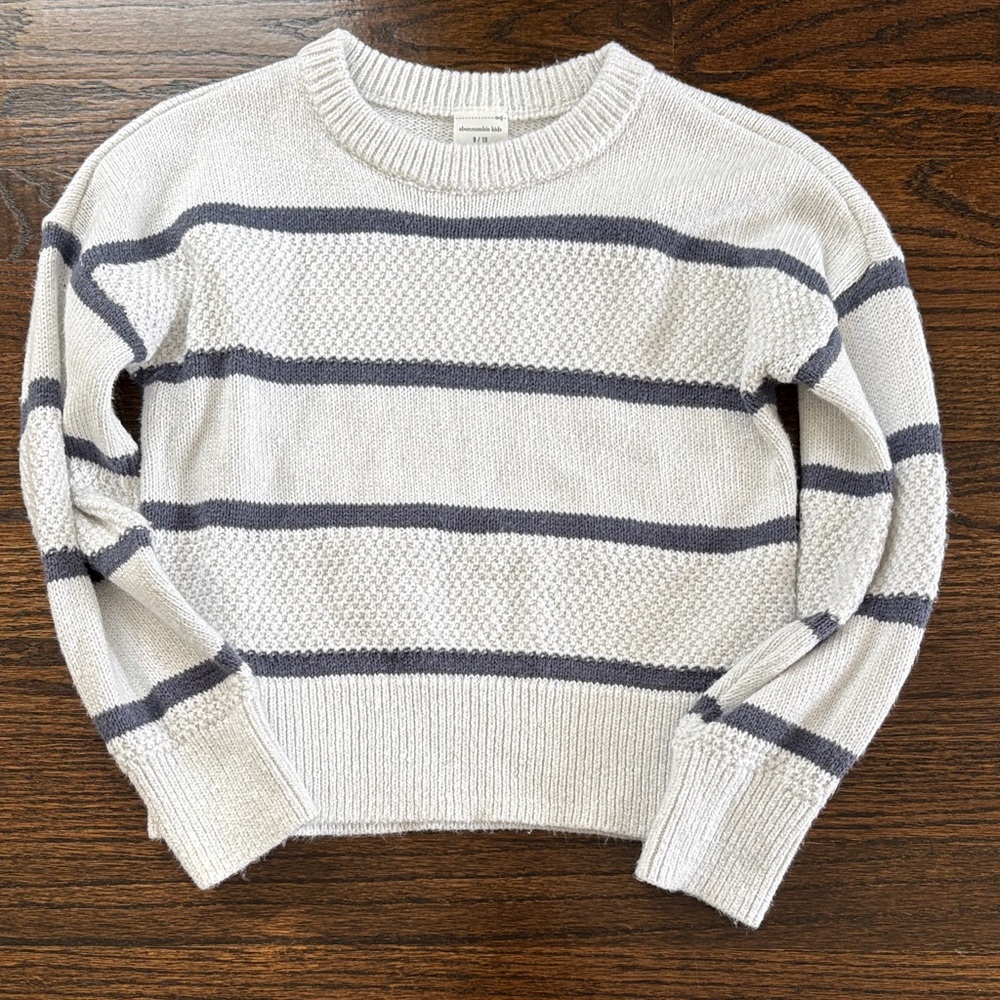 Abercrombie & Fitch Cream Sweater with Navy Stripes